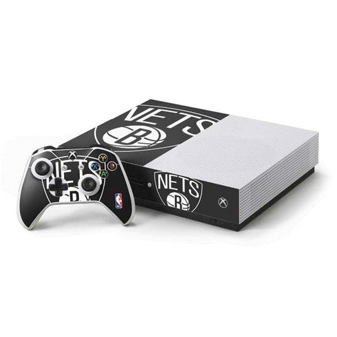 NBA Brooklyn Nets Large Logo Xbox One S Console and Controller Bundle Skin