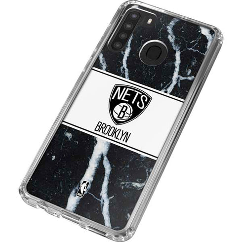 NBA Brooklyn Nets Marble Galaxy A21 Clear Case