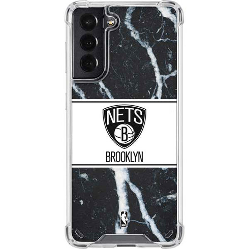 NBA Brooklyn Nets Marble Galaxy S21 5G Clear Case