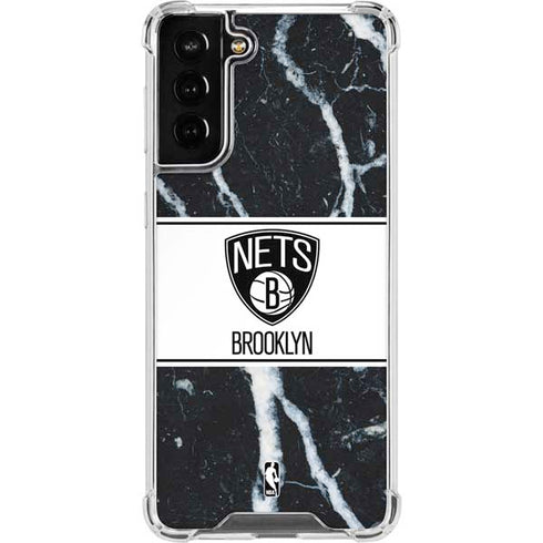NBA Brooklyn Nets Marble Galaxy S21 FE Clear Case
