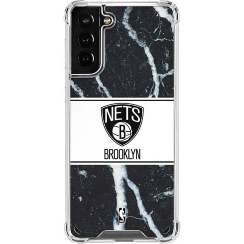 NBA Brooklyn Nets Marble Galaxy S21 Plus 5G Clear Case