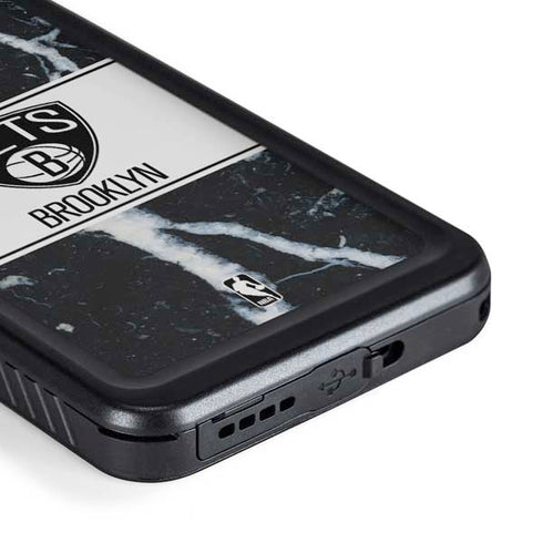 NBA Brooklyn Nets Marble Galaxy S23 Plus Waterproof Case