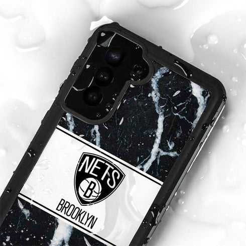 NBA Brooklyn Nets Marble Galaxy S23 Plus Waterproof Case