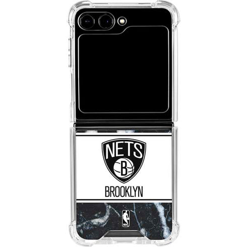 NBA Brooklyn Nets Marble Galaxy Z Flip5 5G Clear Case