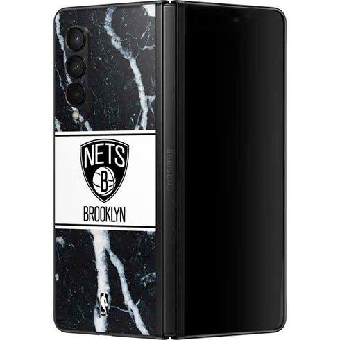 NBA Brooklyn Nets Marble Galaxy Z Fold3 5G Skin