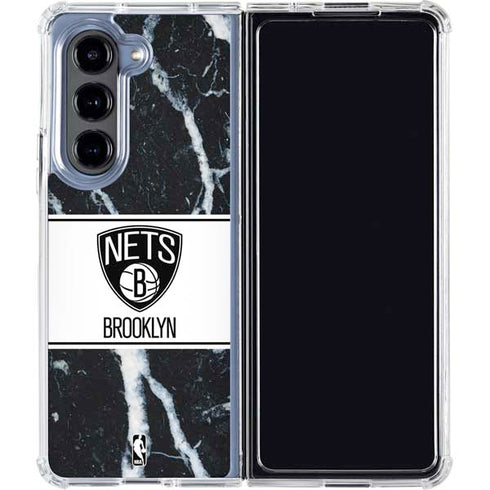 NBA Brooklyn Nets Marble Galaxy Z Fold5 5G Clear Case