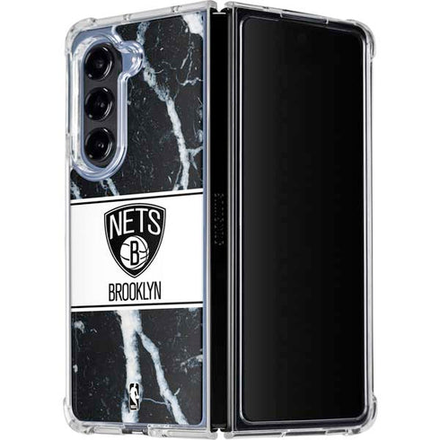 NBA Brooklyn Nets Marble Galaxy Z Fold5 5G Clear Case
