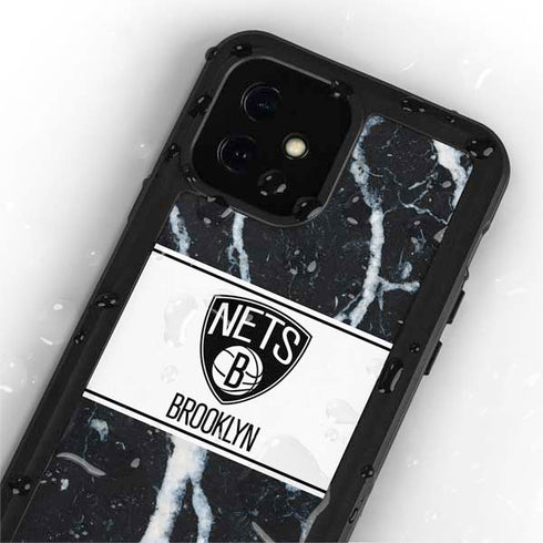 NBA Brooklyn Nets Marble iPhone 12 Mini Waterproof Case