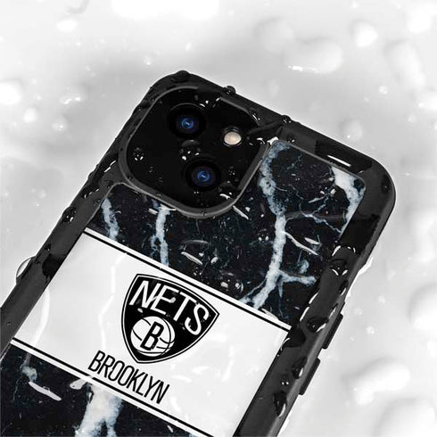 NBA Brooklyn Nets Marble iPhone 13 Mini Waterproof Case