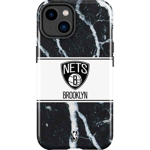 NBA Brooklyn Nets Marble iPhone 15 Plus Impact Case