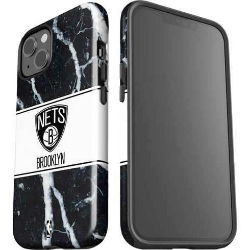 NBA Brooklyn Nets Marble iPhone 15 Plus Impact Case