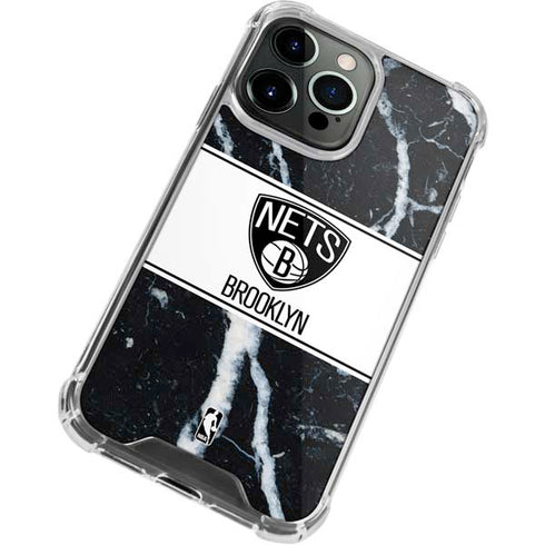 NBA Brooklyn Nets Marble iPhone 14 Pro Clear Case