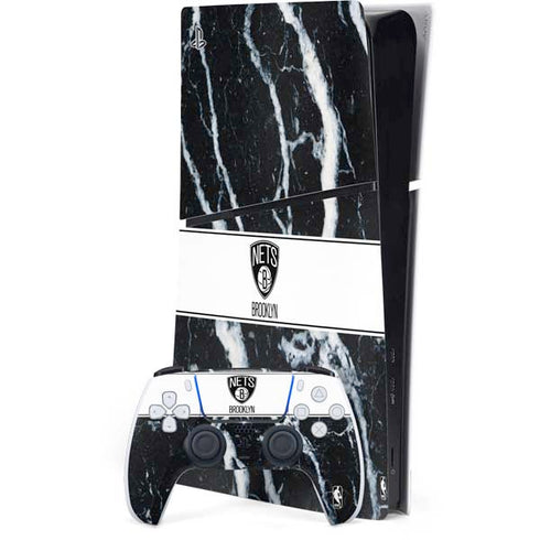 NBA Brooklyn Nets Marble PS5 Slim Digital Edition Bundle Skin
