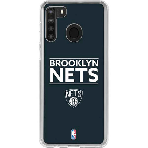 NBA Brooklyn Nets Standard - Black Galaxy A21 Clear Case