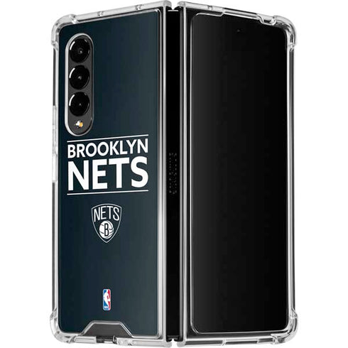 NBA Brooklyn Nets Standard - Black Galaxy Z Fold4 5G Clear Case