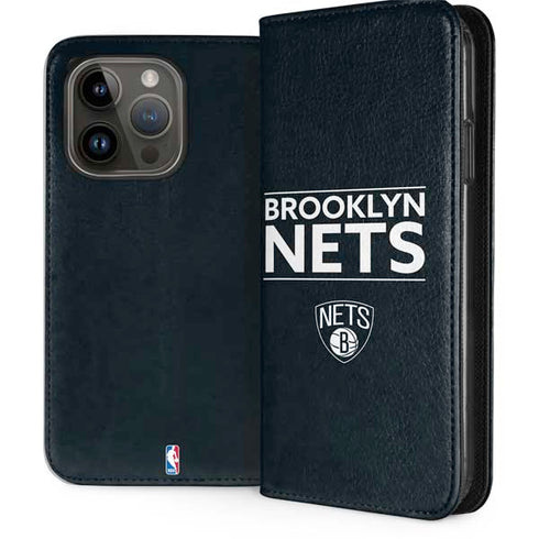 NBA Brooklyn Nets Standard - Black iPhone 14 Pro Folio Case