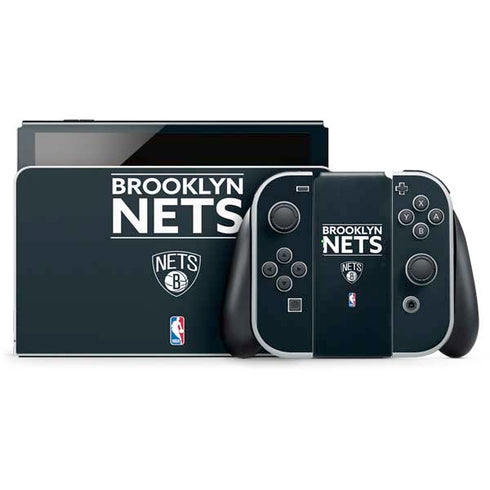 NBA Brooklyn Nets Standard - Black Nintendo Switch OLED (2021) Skin