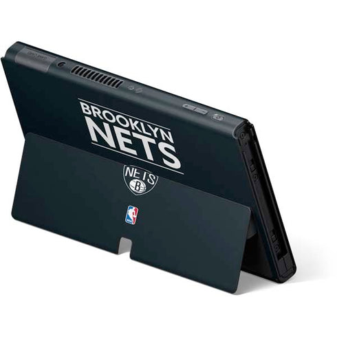 NBA Brooklyn Nets Standard - Black Nintendo Switch OLED (2021) Skin