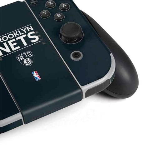 NBA Brooklyn Nets Standard - Black Nintendo Switch OLED (2021) Skin