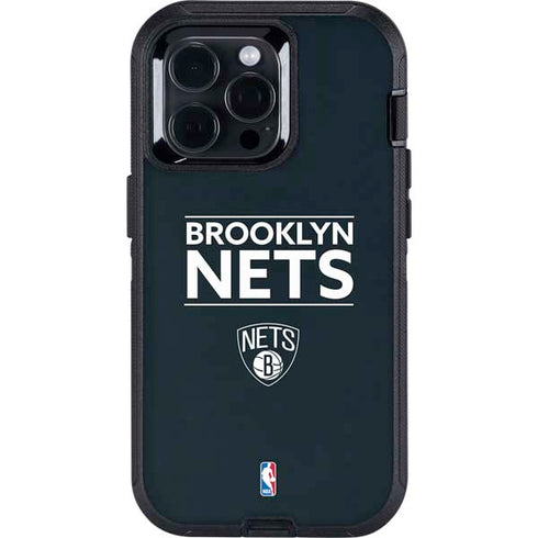 NBA Brooklyn Nets Standard - Black Otterbox Defender iPhone Skin