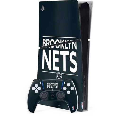 NBA Brooklyn Nets Standard - Black PS5 Slim Digital Edition Console Skin