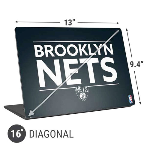 NBA Brooklyn Nets Standard - Black Universal Laptop 16in (13 x 9.4in) Skin