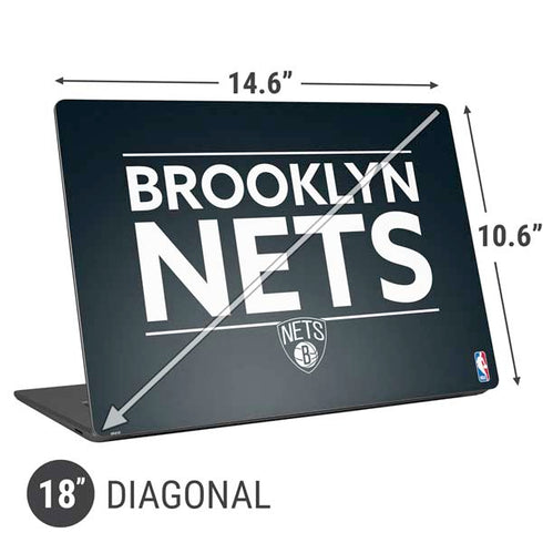 NBA Brooklyn Nets Standard - Black Universal Laptop 18in (14.6 x 10.6in) Skin