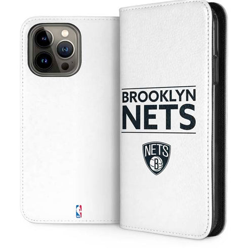 NBA Brooklyn Nets Standard - White iPhone 14 Pro Max Folio Case