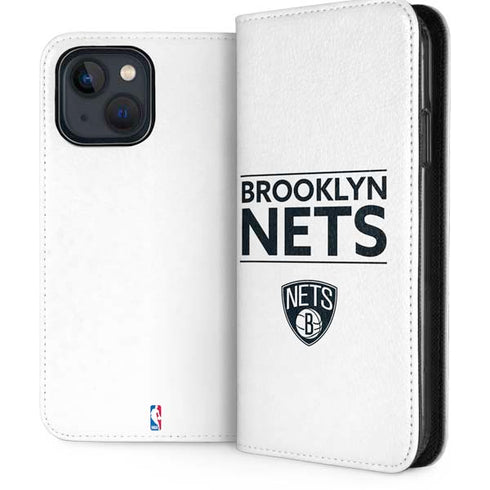 NBA Brooklyn Nets Standard - White iPhone 15 Plus Folio Case