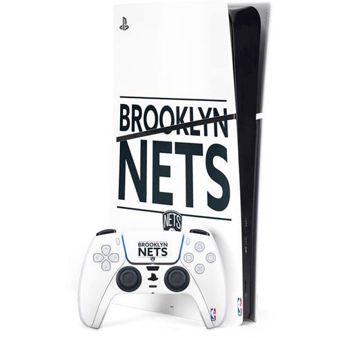 NBA Brooklyn Nets Standard - White PS5 Slim Digital Edition Bundle Skin