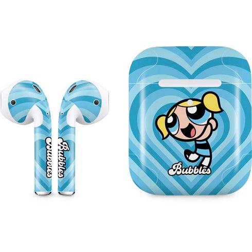 Cartoon Network Powerpuff Girls Bubbles Blue Hearts Apple AirPods 2 Skin