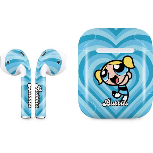 Cartoon Network Powerpuff Girls Bubbles Blue Hearts Apple AirPods Skin