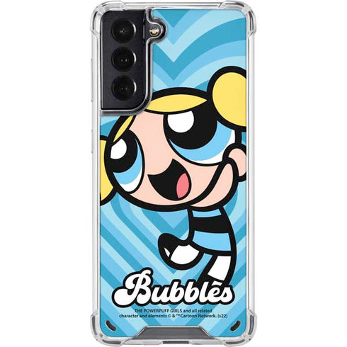 Cartoon Network Powerpuff Girls Bubbles Blue Hearts Galaxy S21 5G Clear Case