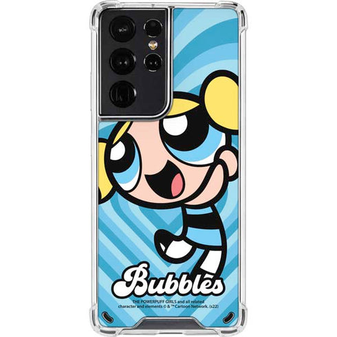 Cartoon Network Powerpuff Girls Bubbles Blue Hearts Galaxy S21 Ultra 5G Clear Case
