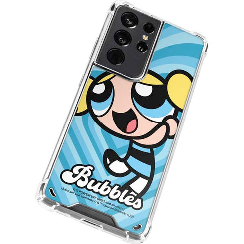 Cartoon Network Powerpuff Girls Bubbles Blue Hearts Galaxy S21 Ultra 5G Clear Case