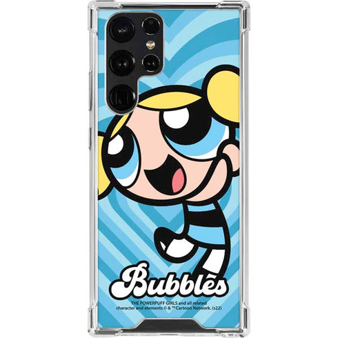 Cartoon Network Powerpuff Girls Bubbles Blue Hearts Galaxy S22 Ultra Clear Case