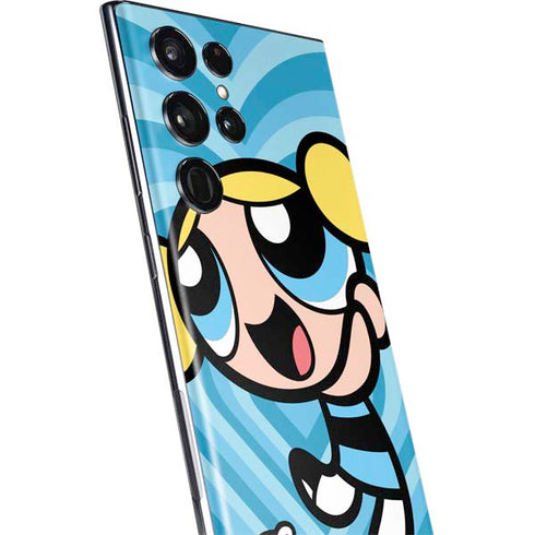 Cartoon Network Powerpuff Girls Bubbles Blue Hearts Galaxy S22 Ultra Skin