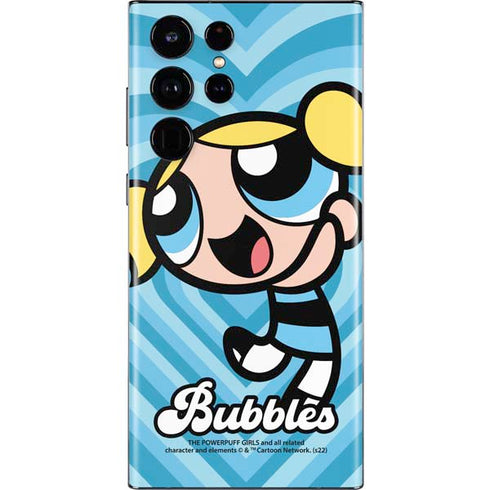Cartoon Network Powerpuff Girls Bubbles Blue Hearts Galaxy S22 Ultra Skin