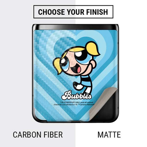 Cartoon Network Powerpuff Girls Bubbles Blue Hearts Galaxy Z Flip Skin