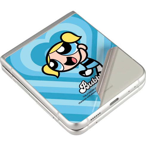 Cartoon Network Powerpuff Girls Bubbles Blue Hearts Galaxy Z Flip3 5G Skin