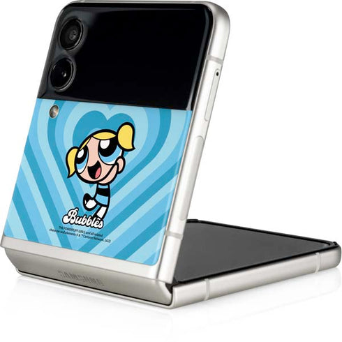 Cartoon Network Powerpuff Girls Bubbles Blue Hearts Galaxy Z Flip3 5G Skin