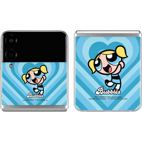 Cartoon Network Powerpuff Girls Bubbles Blue Hearts Galaxy Z Flip4 5G Skin
