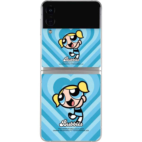 Cartoon Network Powerpuff Girls Bubbles Blue Hearts Galaxy Z Flip4 5G Skin