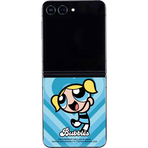 Cartoon Network Powerpuff Girls Bubbles Blue Hearts Galaxy Z Flip5 5G Skin