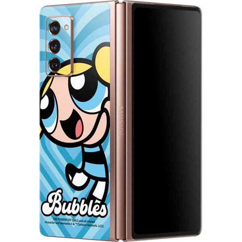 Cartoon Network Powerpuff Girls Bubbles Blue Hearts Galaxy Z Fold2 5G Skin