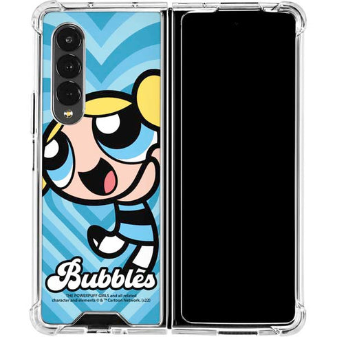 Cartoon Network Powerpuff Girls Bubbles Blue Hearts Galaxy Z Fold4 5G Clear Case
