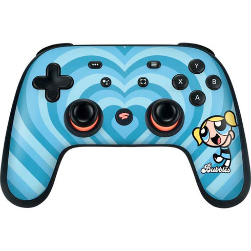 Cartoon Network Powerpuff Girls Bubbles Blue Hearts Google Stadia Controller Skin