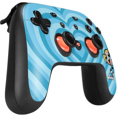 Cartoon Network Powerpuff Girls Bubbles Blue Hearts Google Stadia Controller Skin