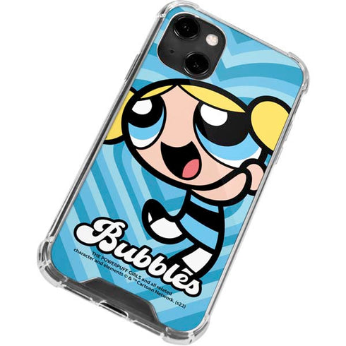 Cartoon Network Powerpuff Girls Bubbles Blue Hearts iPhone 14 Clear Case