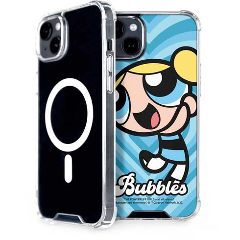Cartoon Network Powerpuff Girls Bubbles Blue Hearts iPhone 15 MagSafe Case